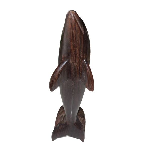 Dolphin Wooden Hand Carved 8x3.5” Statue Figurine Sculpture Beachy Home Decor - Picture 2 of 6
